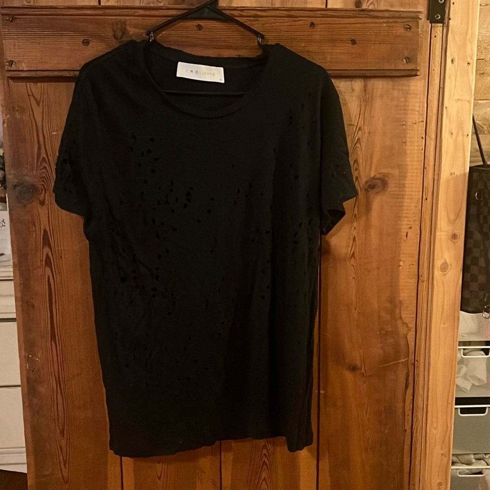 iro jeans t shirt black distressed oversized size medium